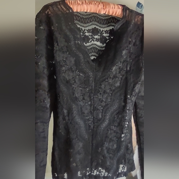 Beautiful Thick Lace Long Sleeve Blouse Fancy Boho Goth XL - Picture 4 of 17